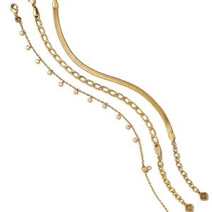 Kendra Scott Kassie Set of 3 Chain Bracelets in Vintage Gold NWT